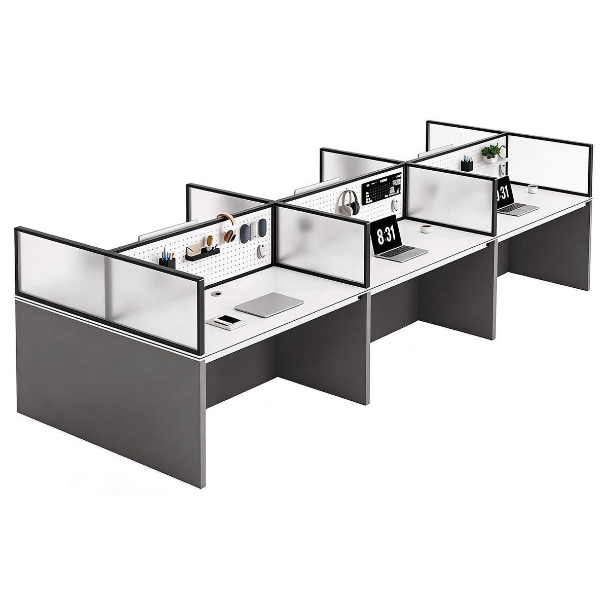 Modern Minimalist Office Desk with Functional Privacy Panels, Ample Storage Space