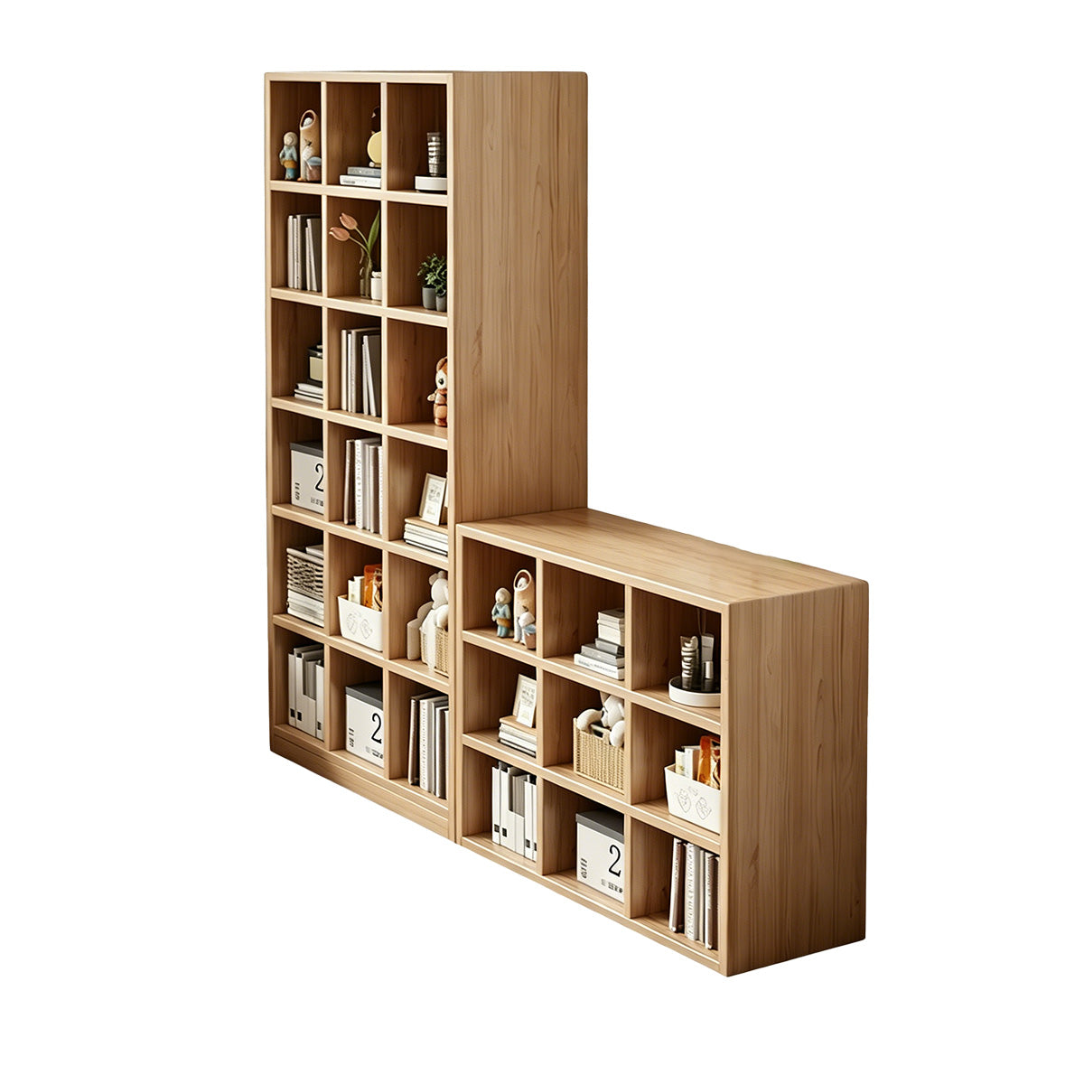 Storage Cabinet, Natural Wood Solid Wood L55" × W12" × H70", Natural Wood finish, for office storage space, office storage furniture