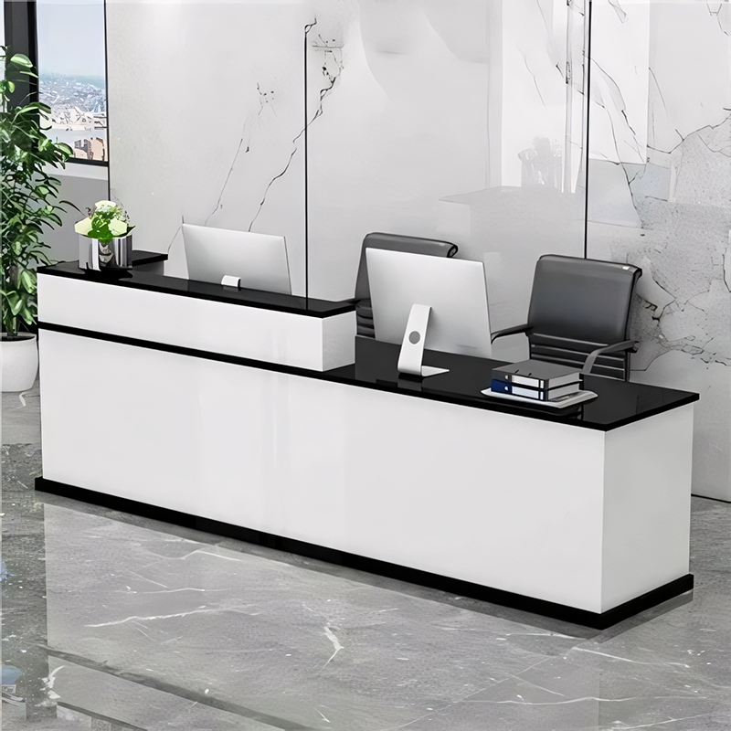 Minimalist Modern Functional Reception Desk with Thick Tabletop（Stock Items）