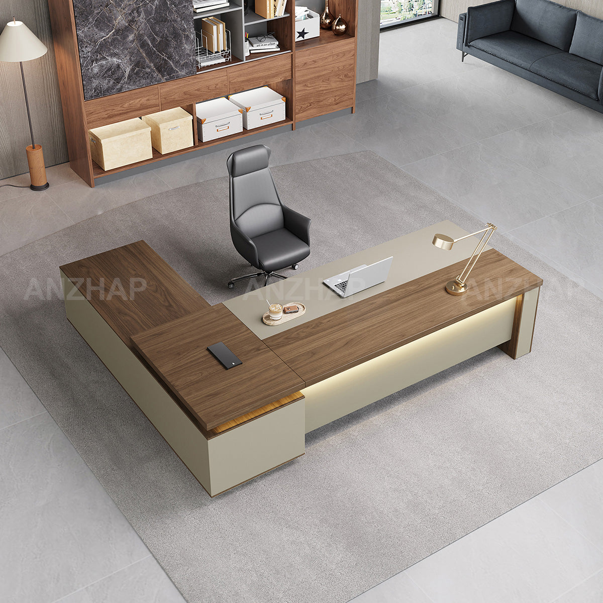 Timeless L-shaped Executive Desk with Spacious Legroom（Stock Items）