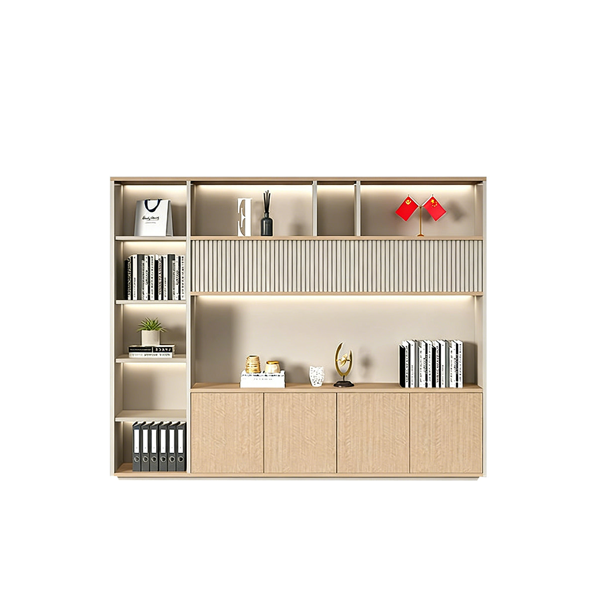 Sleek Storage Cabinet with LED Lighting for Organized Offices