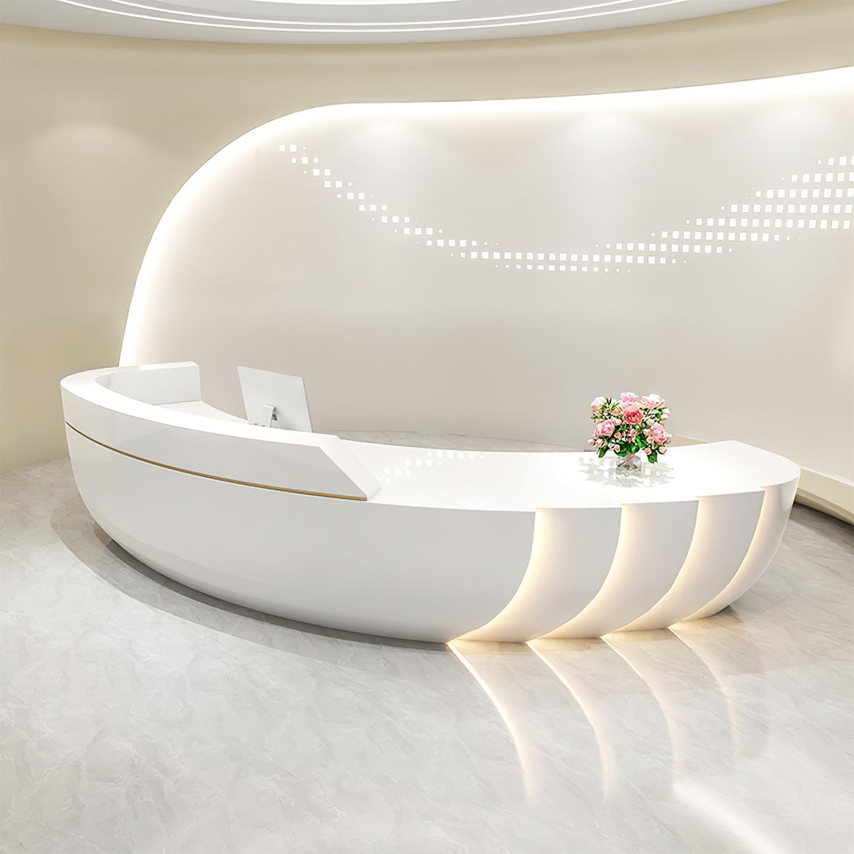 Unique Semi-Circular Arc Shaped Reception Desk for Lobby