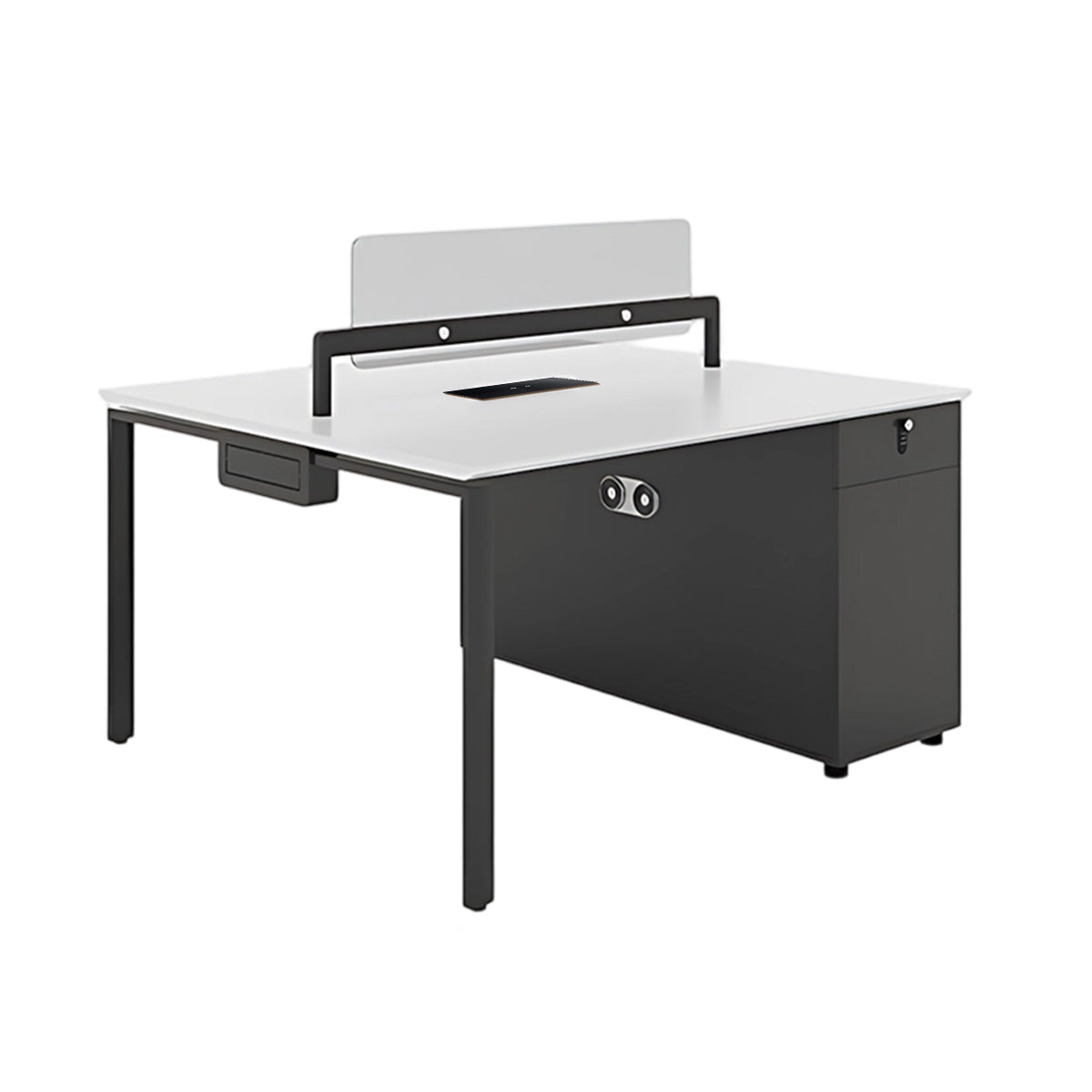 4-Person Open Plan Office Desk with Privacy Panels and Storage Pedestals