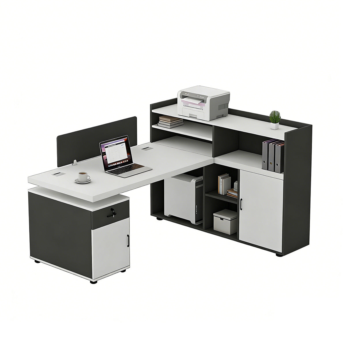 Space-Saving Office Desk with Privacy Panel for Open Office