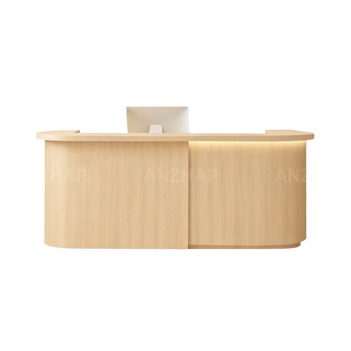 Modern Two-Tone Reception Desk with LED Accent Lighting & Storage for Front Desk Areas