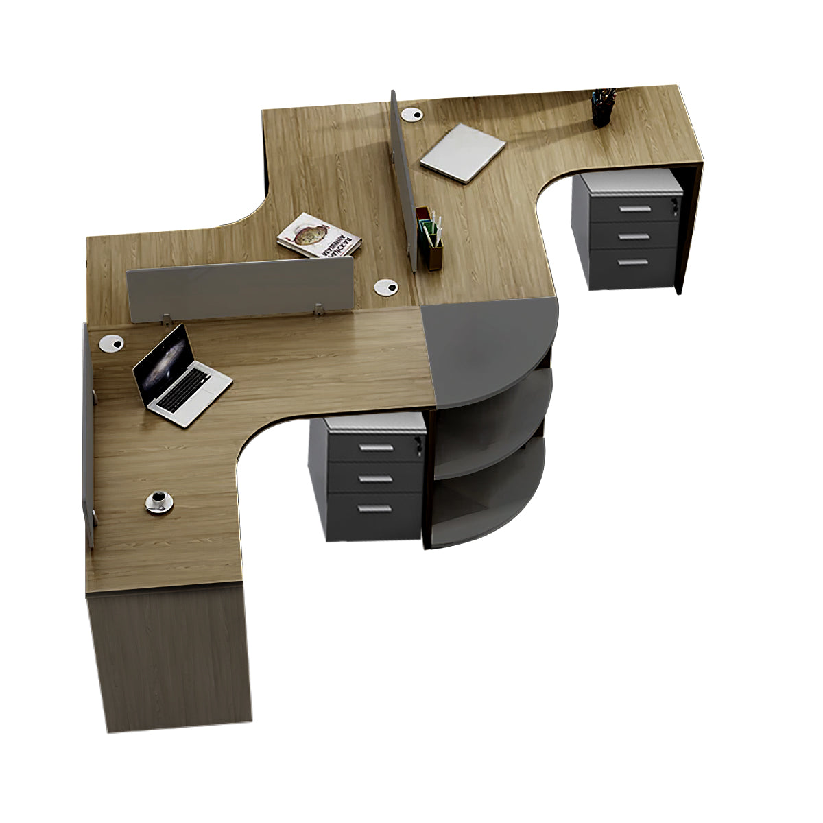 Modern Corner Shaped Employee Office Desk with Partition Panel