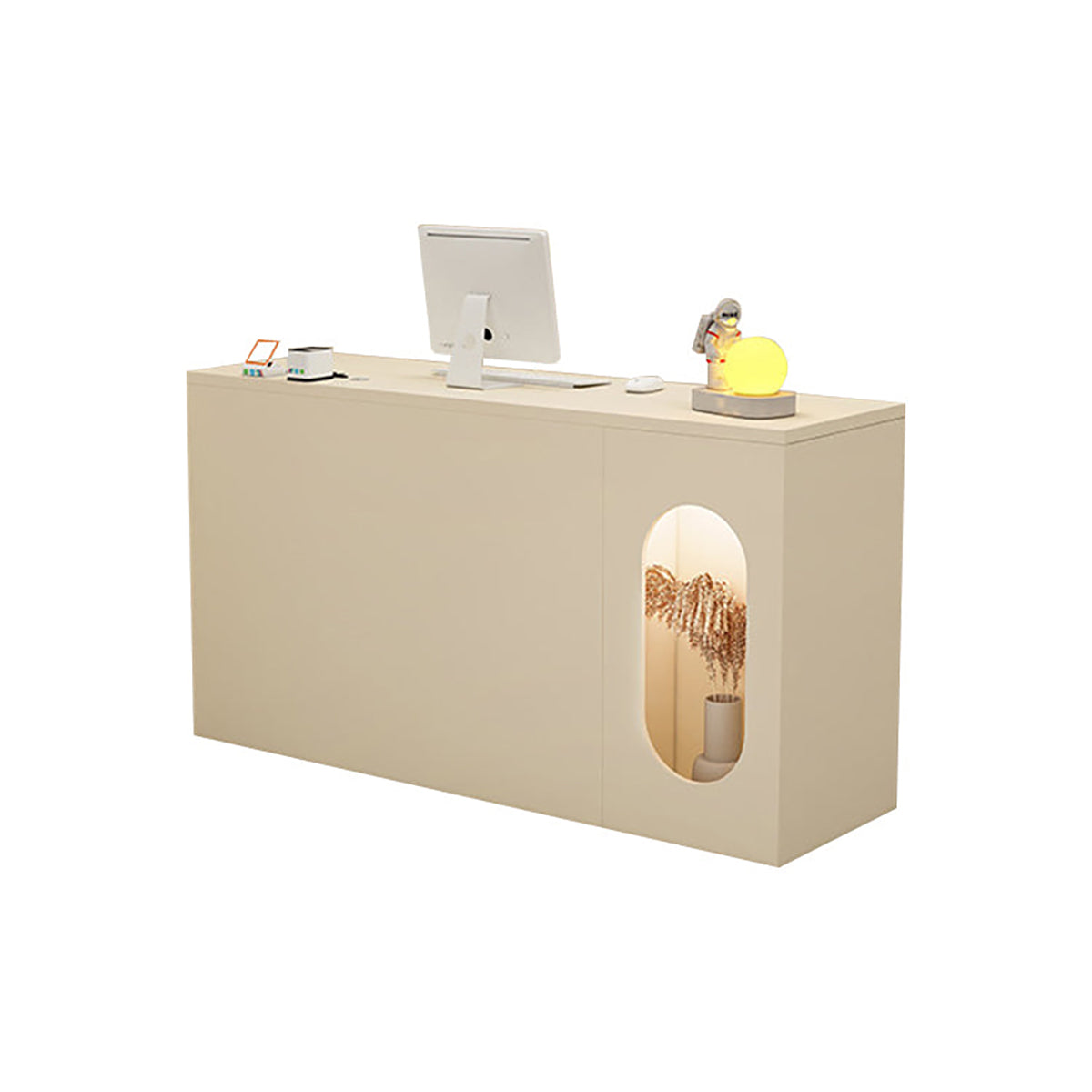 Modern Reception Desk 39–63 in Wide with Lockable Drawers & Transaction Counter
