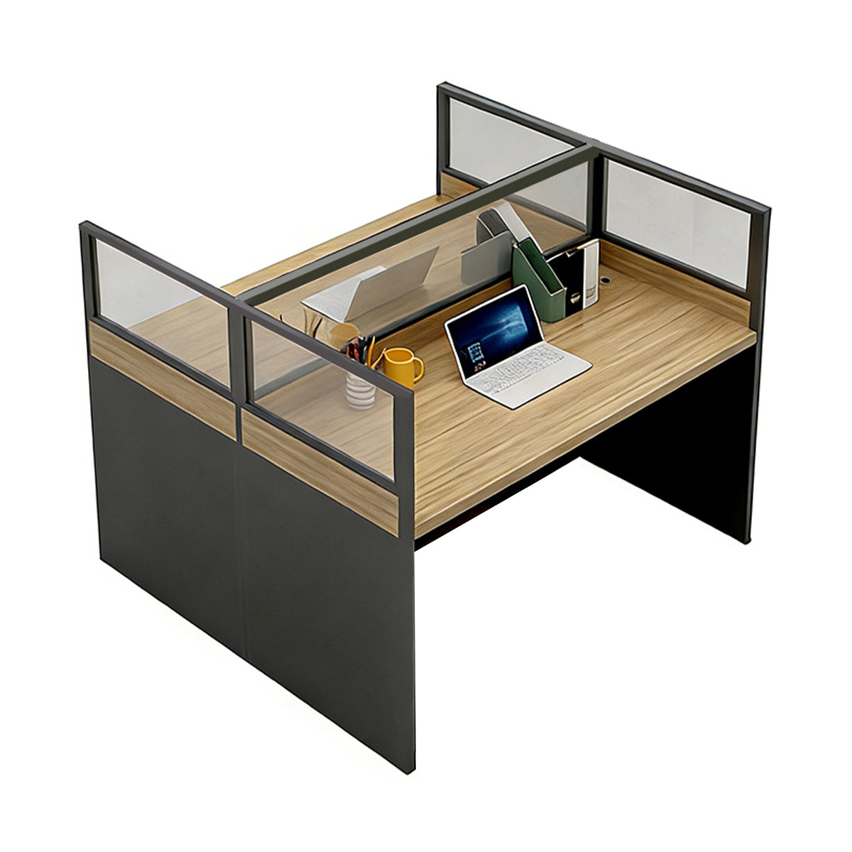 Modern Minimalist Office Desk – Two-Tone Office Workstation with Cable Management