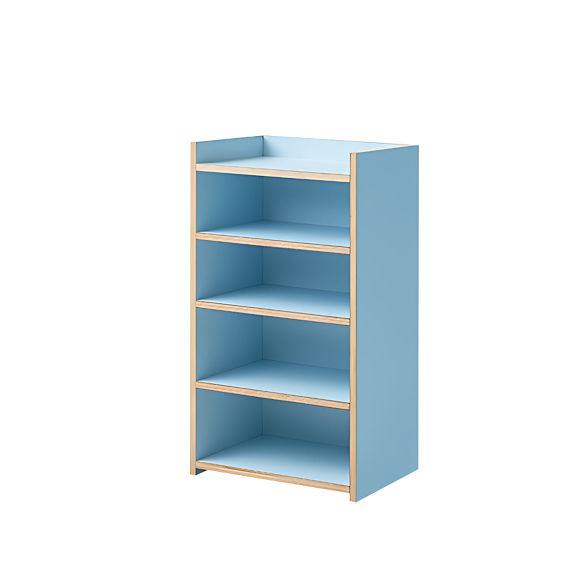 Minimalist Light Blue Birch Plywood Bookshelf with Modular Storage