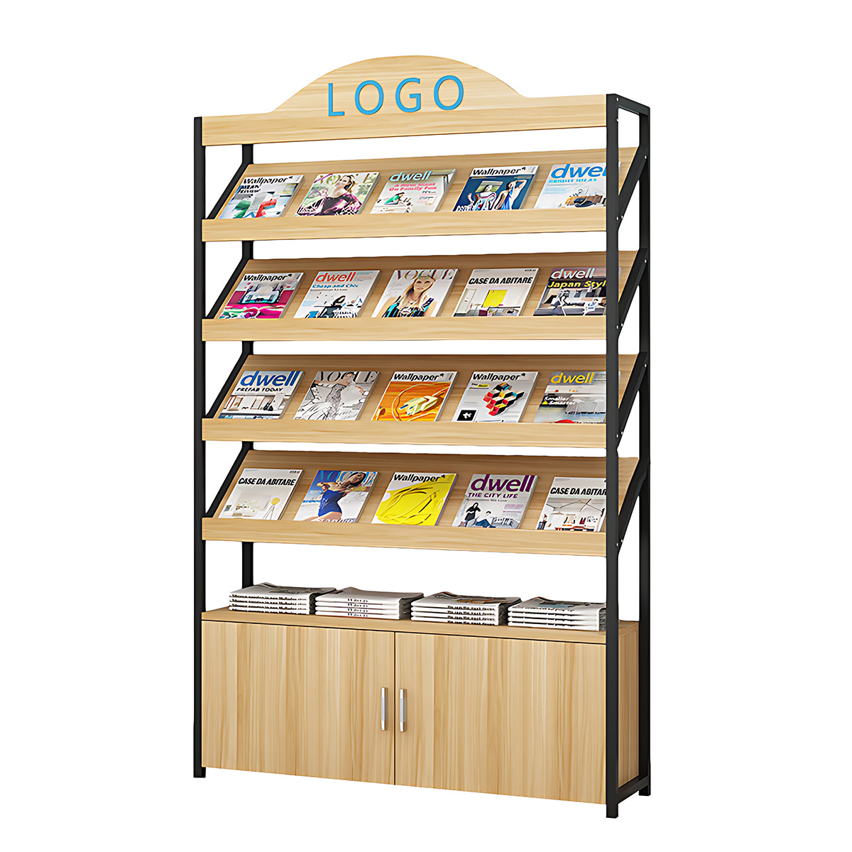 Fashionable Multi-Functional Bookshelf with Sturdy Frame and Large Storage Capacity