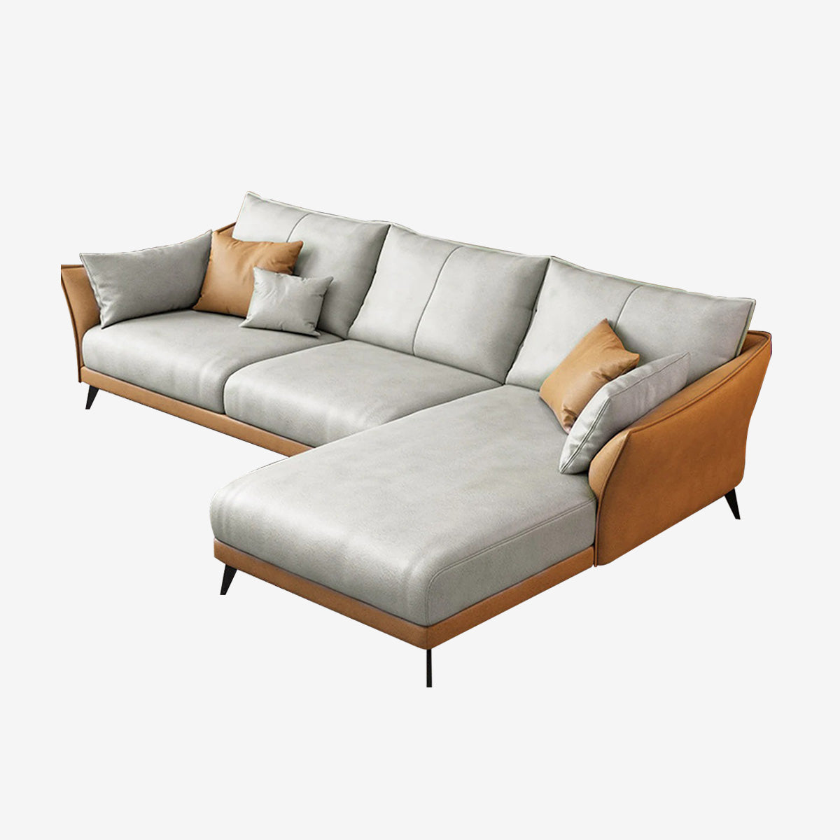 Modern Leather Sectional Modular Sofa with Chaise