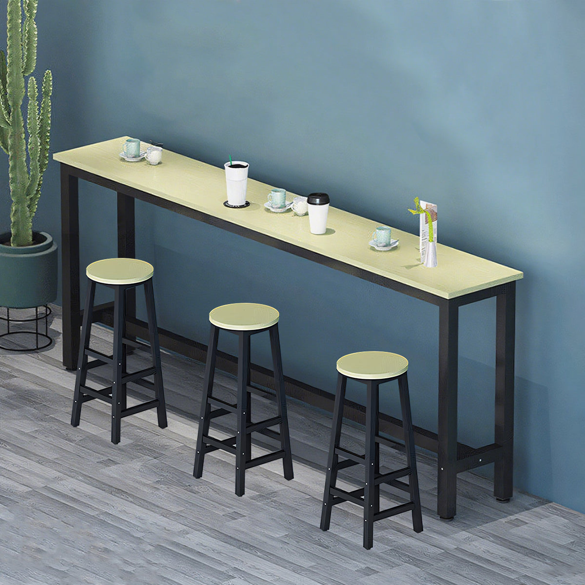 Solid Wood Bar Table Narrow Long Bar Top Table
