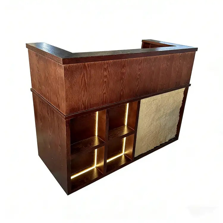 Retro Rectangular Reception Desk with LED Strip Lighting（Stock Items）
