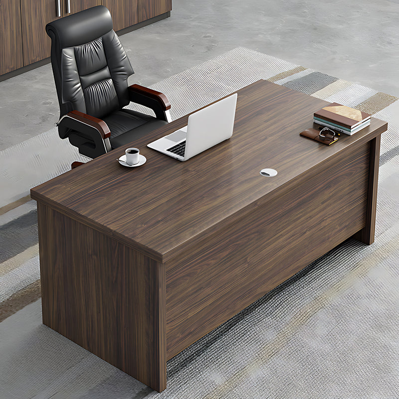Executive Desk with Storage Drawers Cabinet CPU Compartment Wood Grain