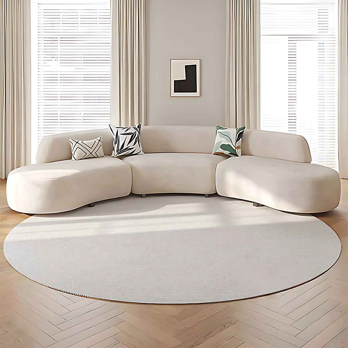 Modular Off-White Sofa in Modern Minimalist Style