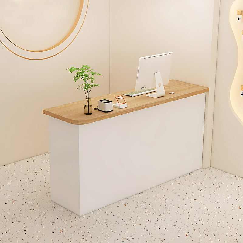 Sleek and Practical Front Desk with Rounded Corner Design