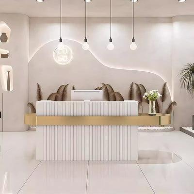 Italian-Style Elegant Reception Desk with Thick Dual Desktop Design