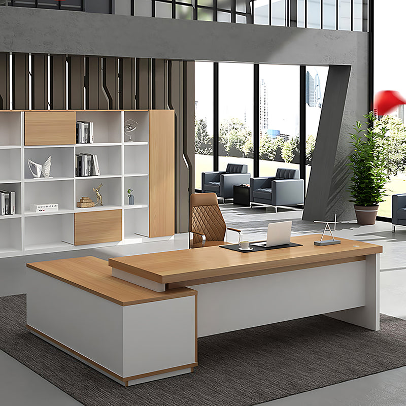 Minimalist Modern and Practical L-Shaped Executive Desk with Thick Desktop Design