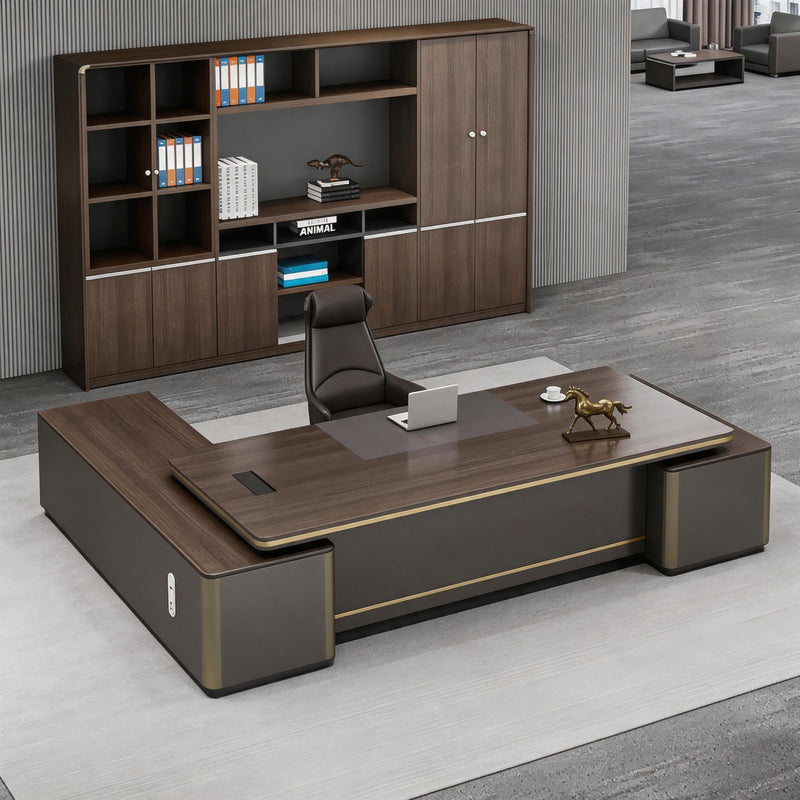 Modern Executive Desk 71–126 in Wide with Lockable Drawers & for Corner Office