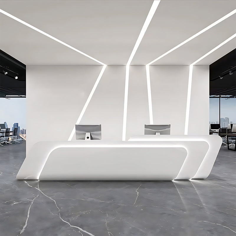 Modern Reception Desk Faux Marble LED Lighting CARB-Compliant Durable Design