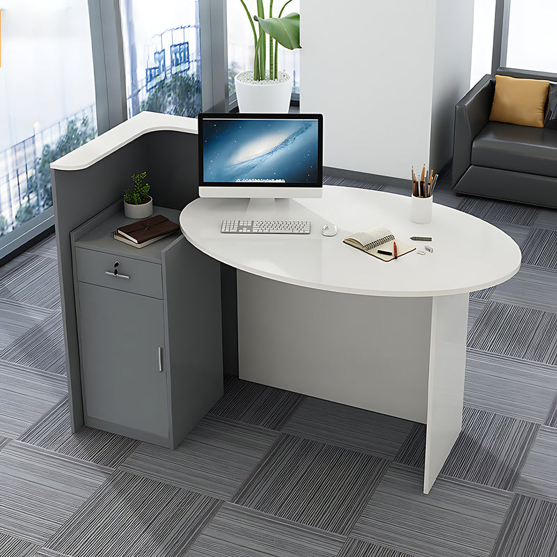 Stylish Modern Compact Reception Desk with Functional Oval Desktop