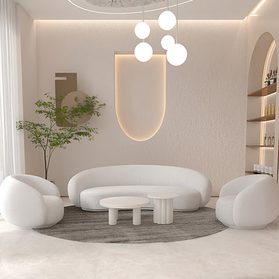 Minimalist Luxury White Sofa with Curved Design