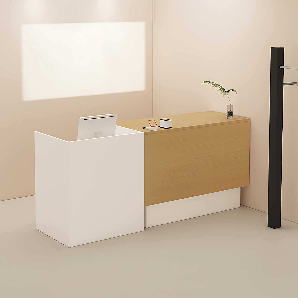 Minimalist Modern Reception Desk with Thickened Desktop and Sturdy Construction