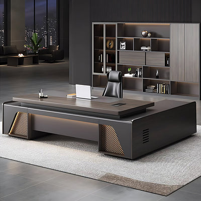 Minimalist Heavy-Duty L-Shaped Executive Desk with Practical Large Side Cabinet Design