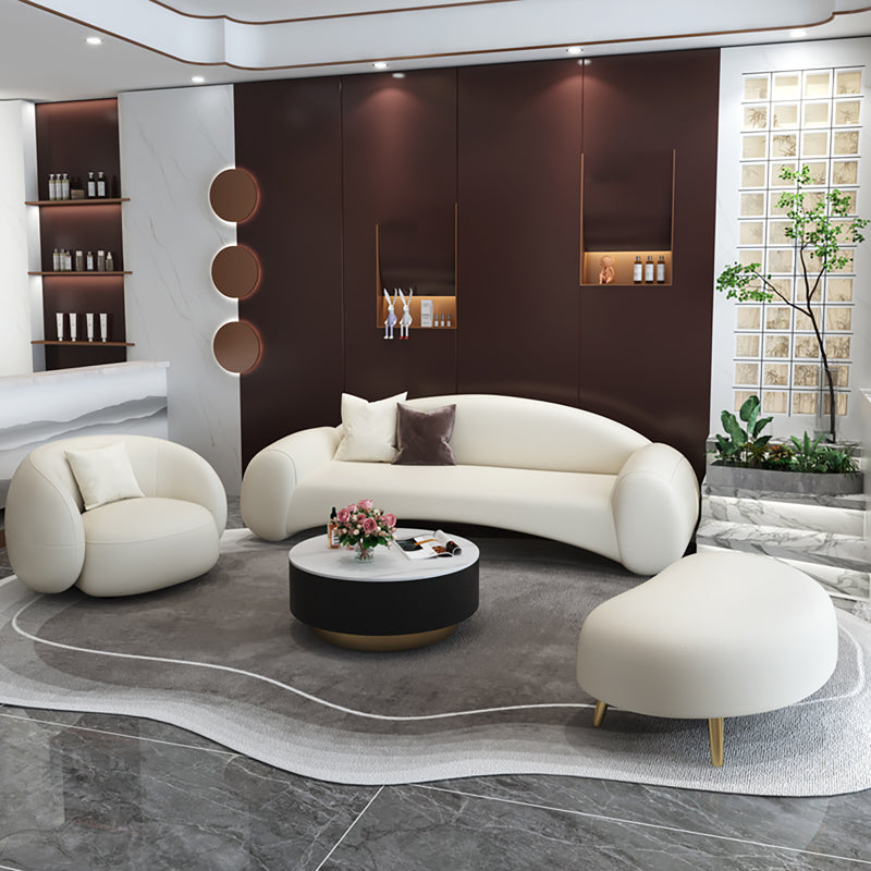 Modern Italian White Sofa with Plush Backrest and Oversized Armrests