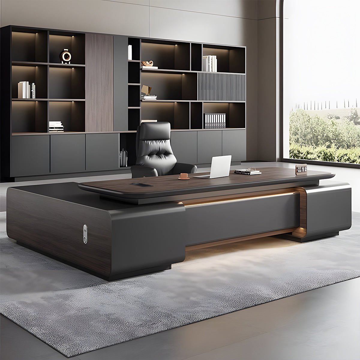 Modern Executive Desk with Wireless Charging for Offices