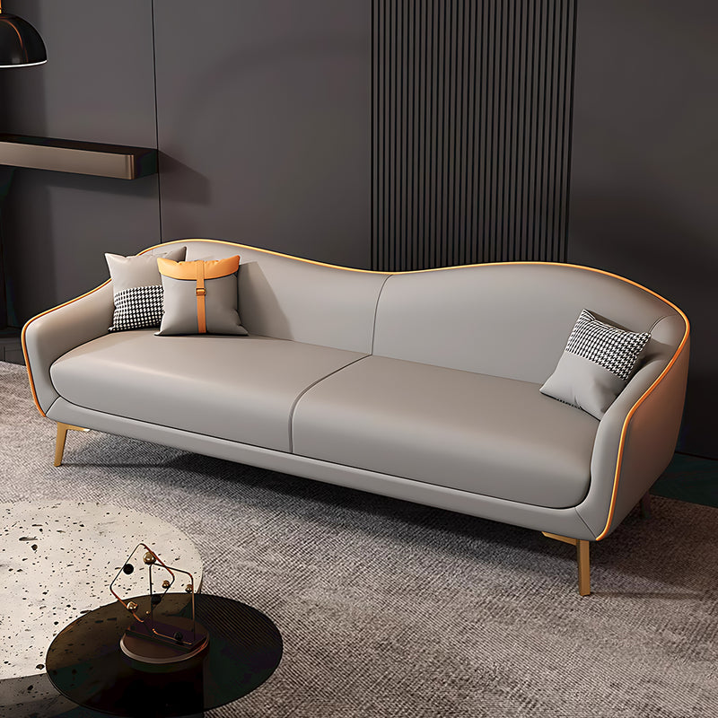 Stylish and Classic Leather Backrest Sofa with Metal Legs Support