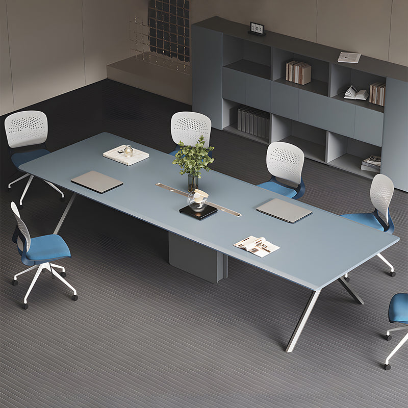 Modern Eco-Friendly Conference Table with Sturdy Steel Legs and Cable Organizer