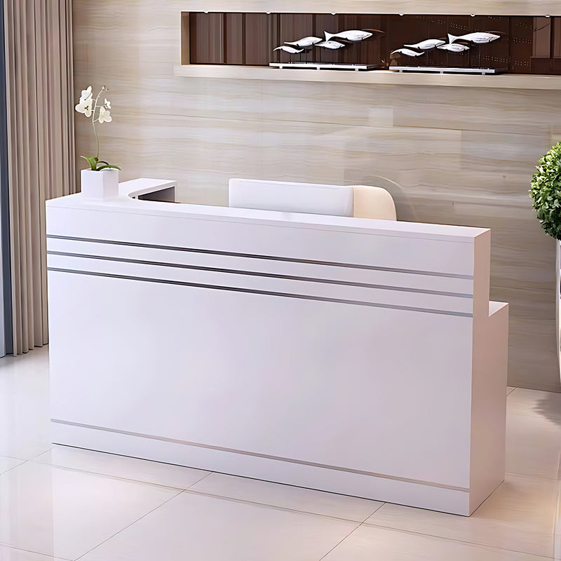 Minimalistic and Functional Reception Desk with Elegant Metal Accents