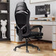 Minimalist Stylish Black Office Chair with Comfortable Headrest and Thick Hidden Footrest