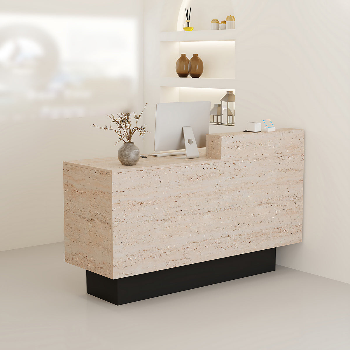Alt Reception Modern Minimalist Reception Desk 35–94 in Wide with Ample Storage, Ste ...