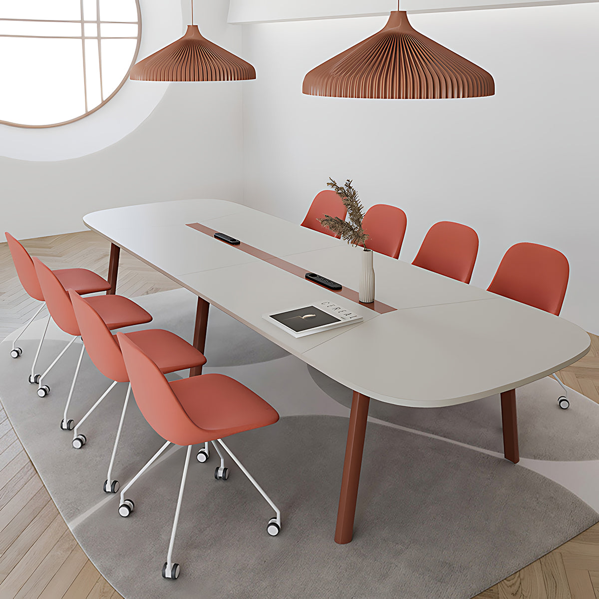 Minimalist Stylish Rectangular Conference Table with Sturdy Leg Design