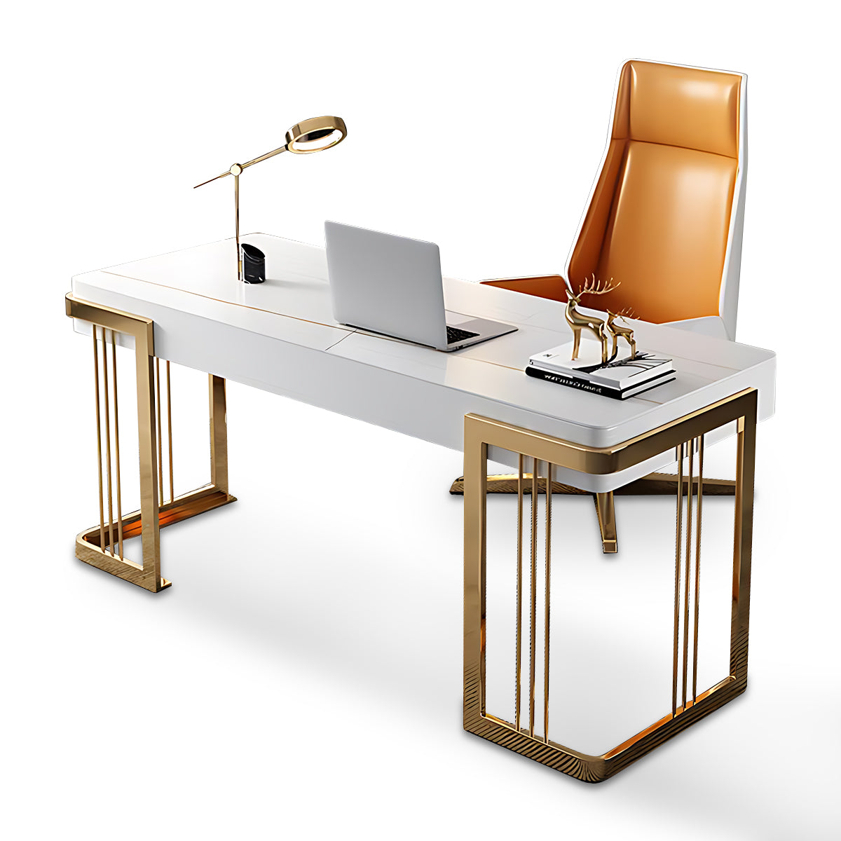 Elegant Minimalist Rectangular Executive Desk with Exquisite Leg Design