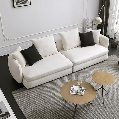 Italian-Style White Backrest Sofa with Armrests