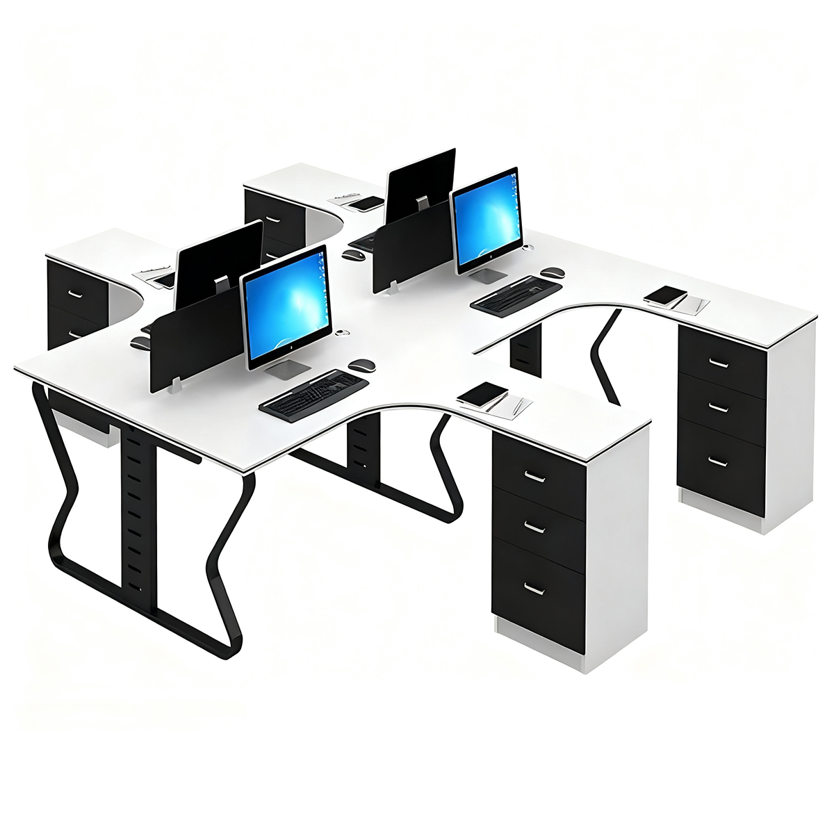 Modular Office Desk Eco-Friendly Board Steel Frame Cable Management