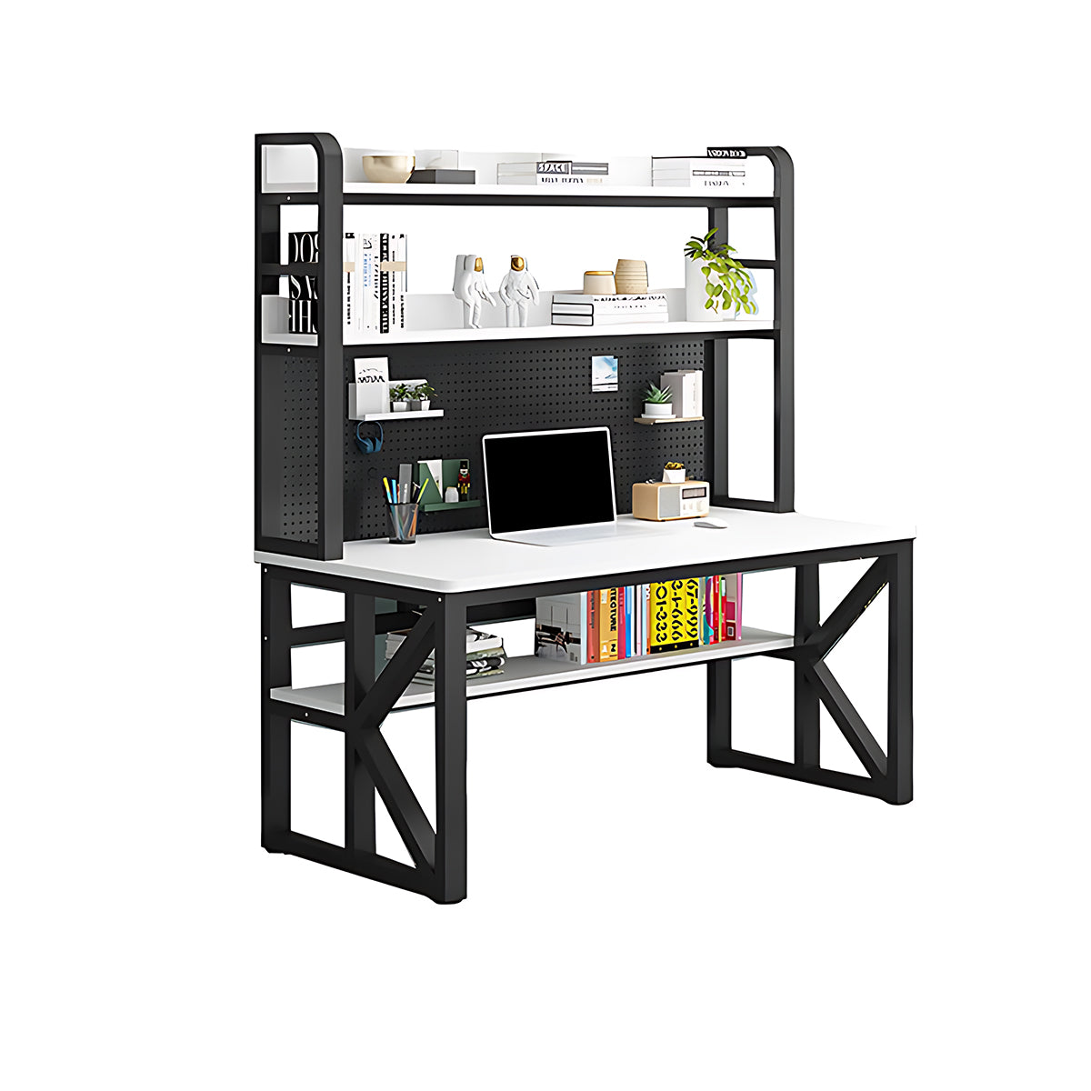 Modern Solid Wood Desk with Multi-Functional Storage & Efficient Organization