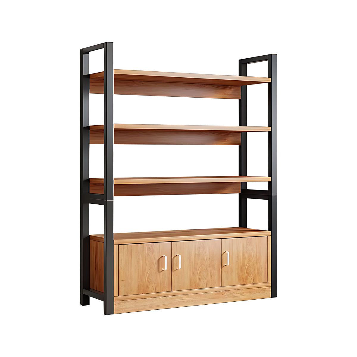 Modern Bookshelf with Thick Wood Shelves, Durable Open Storage