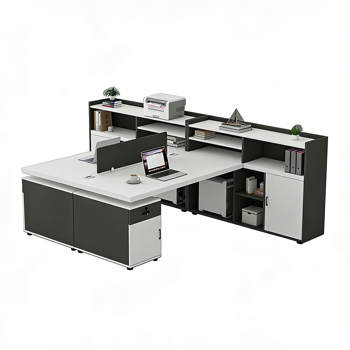 Space-Saving Office Desk with Privacy Panel for Open Office