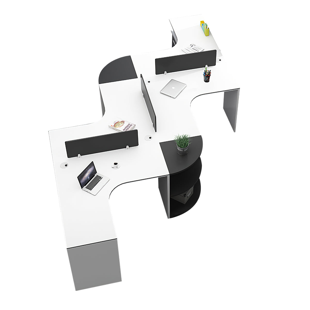 Modern Corner Shaped Employee Office Desk with Partition Panel