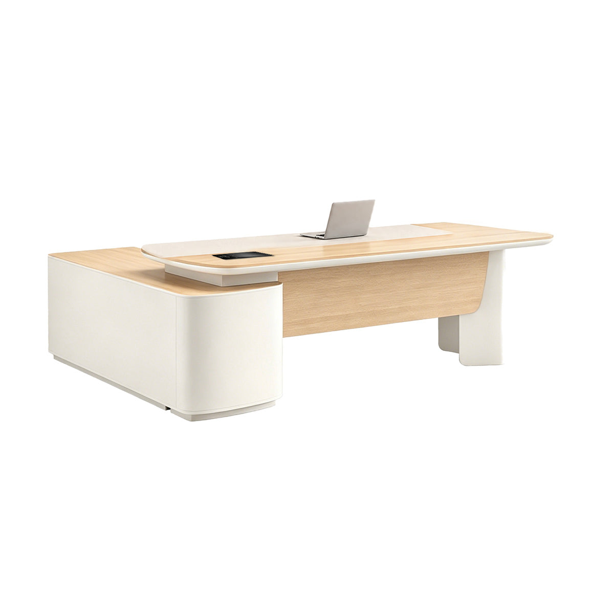 Executive Desk, Side Storage Cabinet on the Right with With Open Modesty Panel with L71" x W63" x H30", L71" x W63" x H30", for office workspace,...