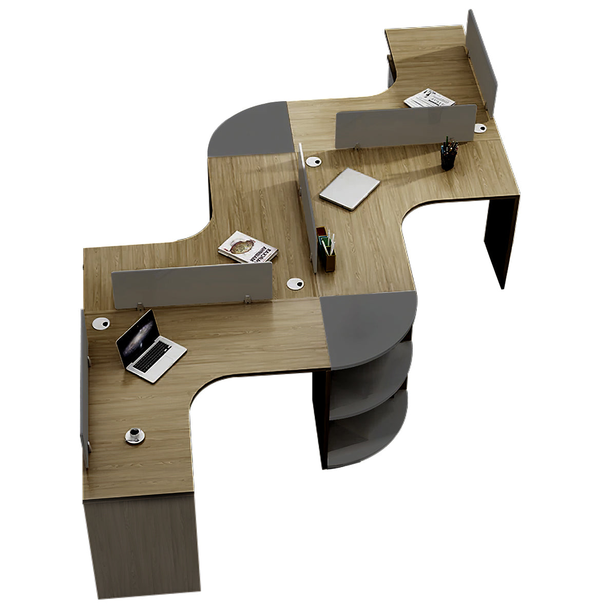 Modern Corner Shaped Employee Office Desk with Partition Panel