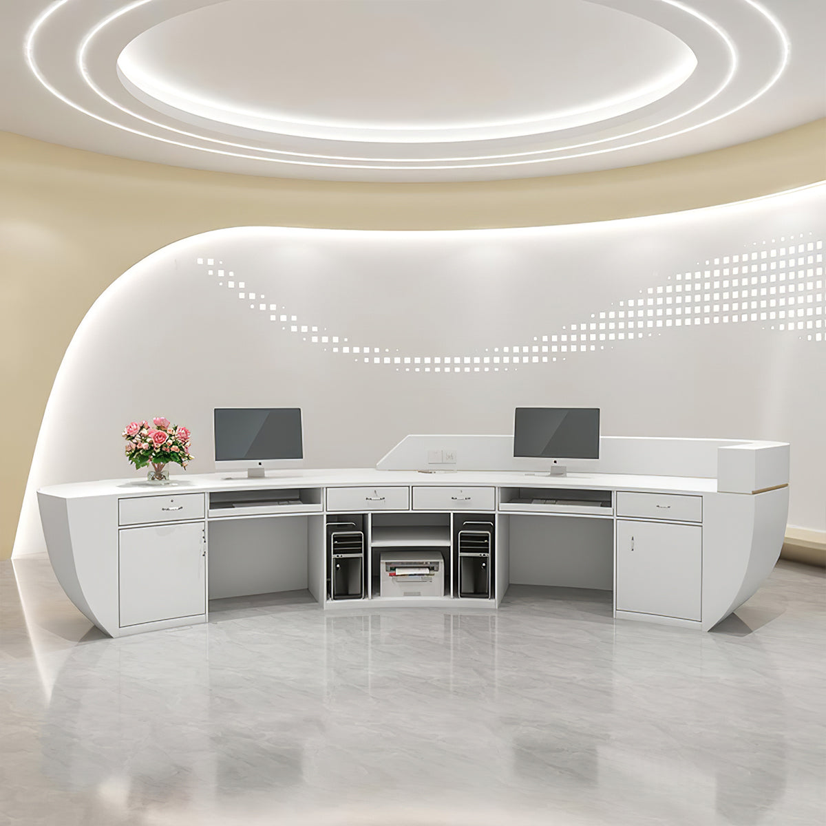 Document Reception Desk Reception Desk 79–197 in Wide with File Drawers, Transaction – Anzhap