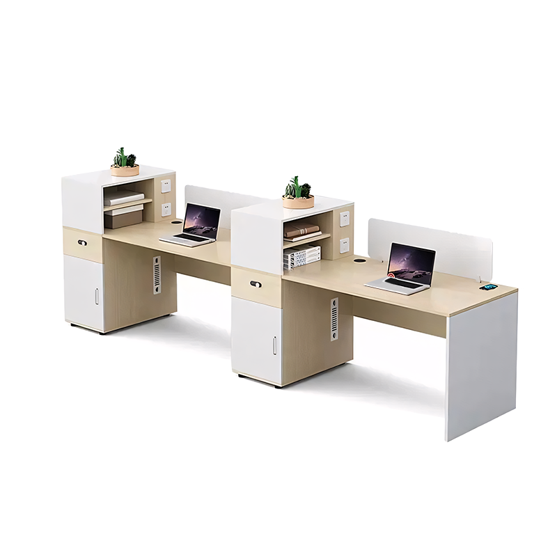 Simple Modern Desk and Chair Set, with Cable Box and Screen Divider