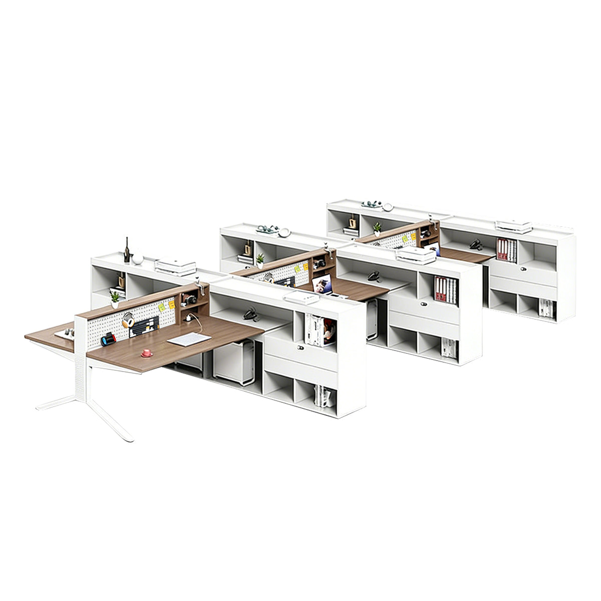 Modern Minimalist Office Desk with Built-In Outlets & Ample Storage