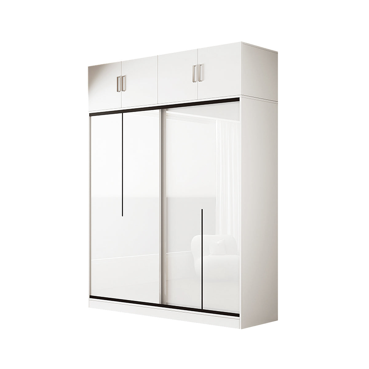 Modern Bedroom Sliding Door Wardrobe with Divided Storage