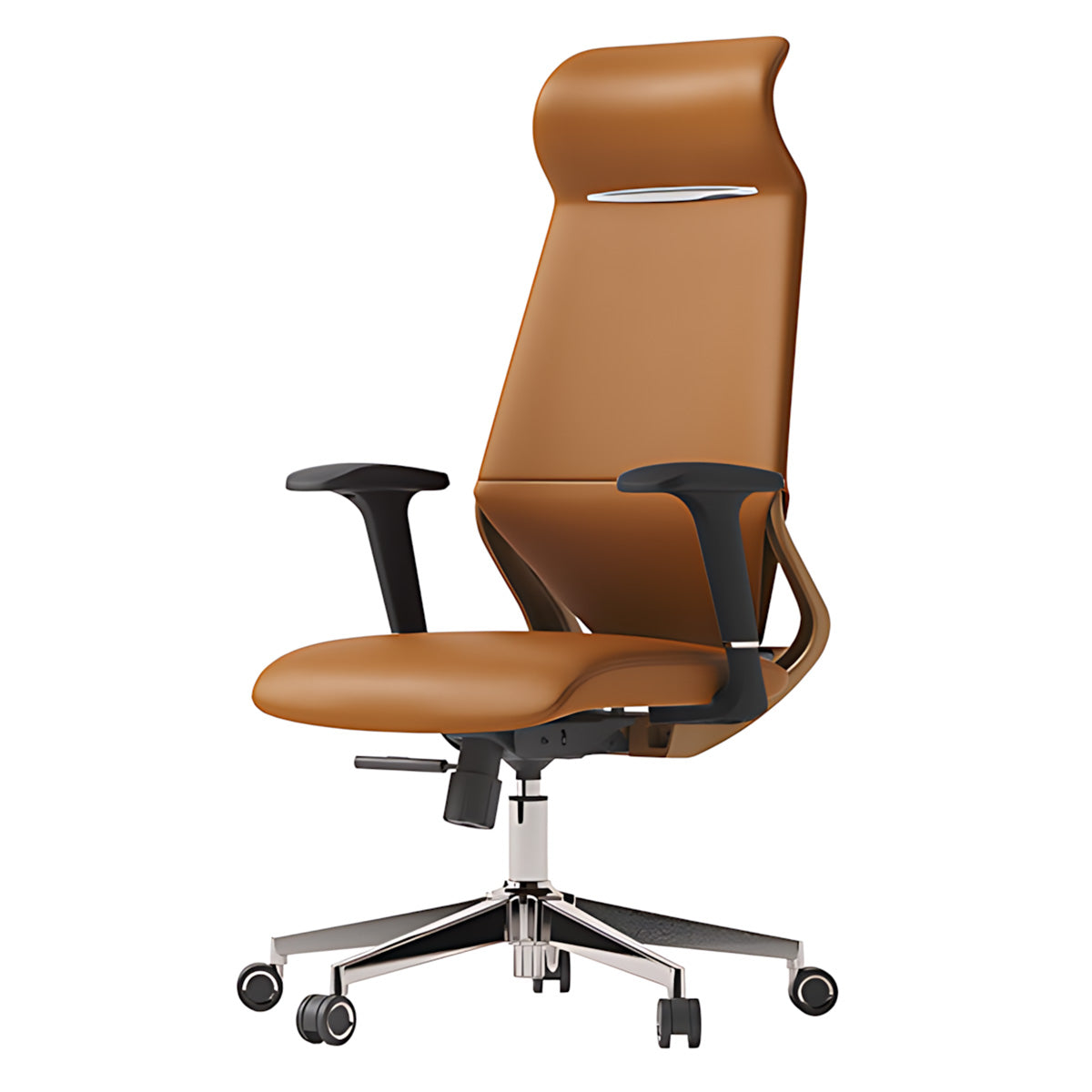 Minimalist Multifunctional Leather Office Chair with Lumbar Support